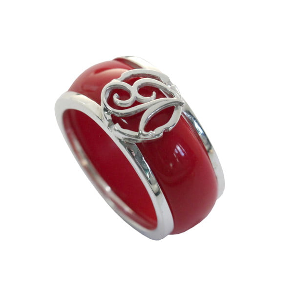 Серебряное кольцо с логотипом или монограммой и вставкой