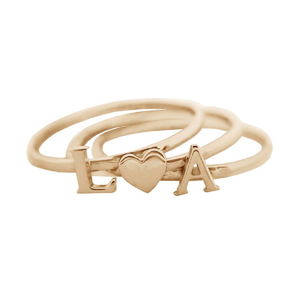 Наборное кольцо с буквами и сердечком из золота