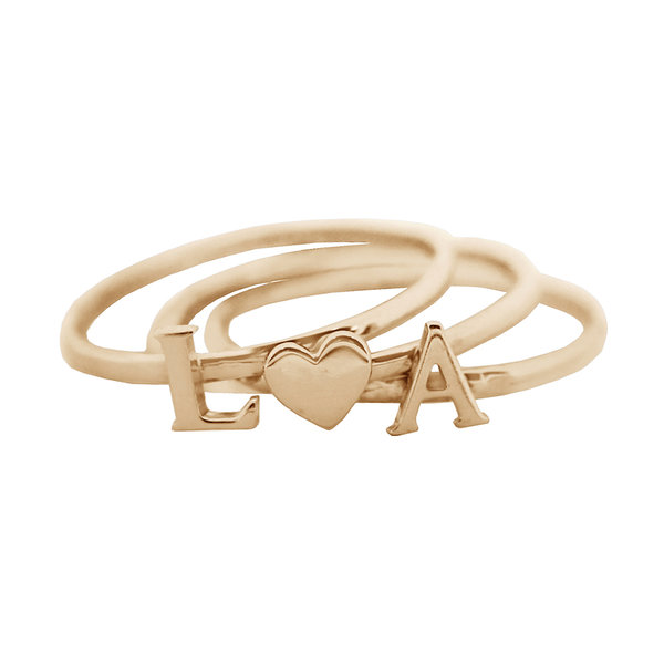 Серебряное наборное кольцо с позолотой с буквами и сердечком