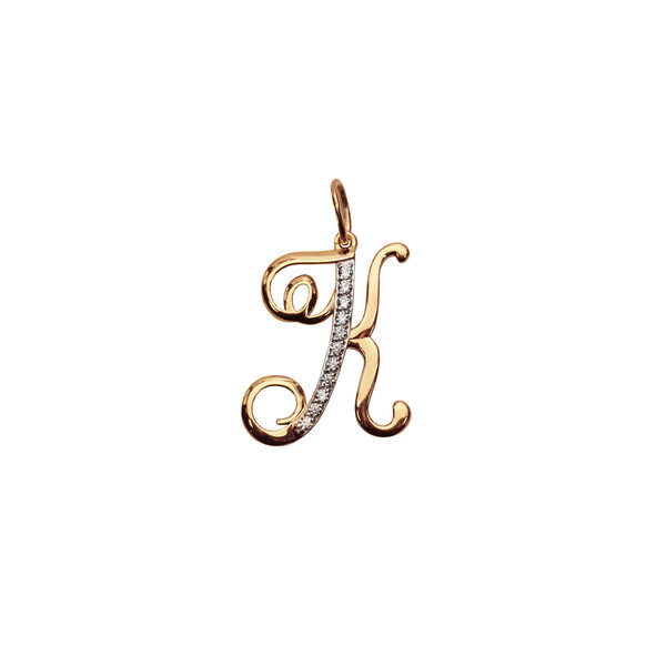 Золотая подвеска-буква «К» с фианитом