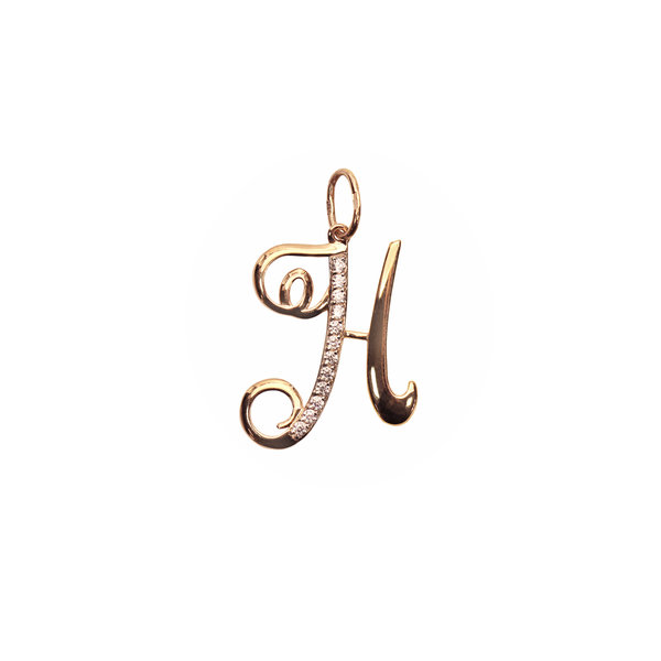 Золотая подвеска-буква «Н» с фианитом