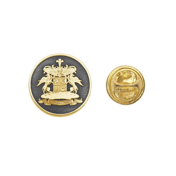 Значок из желтого золота с фамильным гербом
