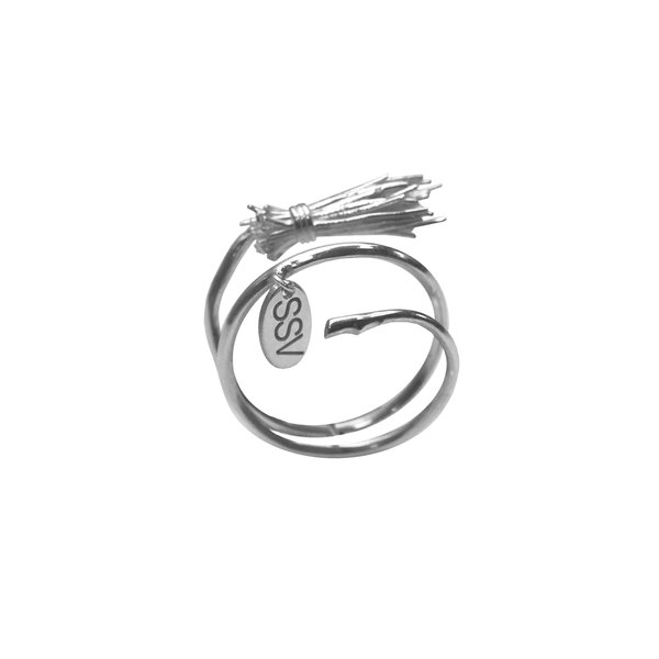 Серебряное кольцо  метла с надписью SSV