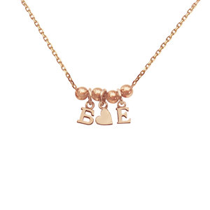 Серебряное колье-буквы c сердечком с  позолотой