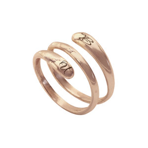 Серебряное кольцо-спираль с надписью с позолотой