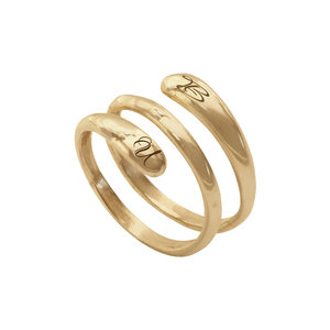 Кольцо-спираль с надписью из желтого золота