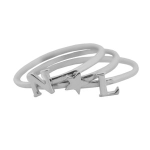 Серебряное наборное кольцо с буквами и сердечком