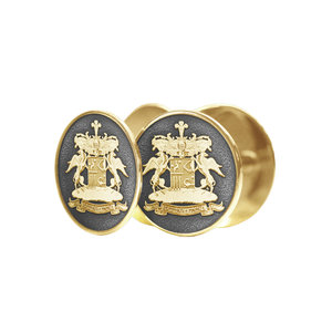Серебряные с желтой позолотой запонки, с фамильным гербом