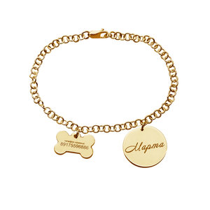 Цепь из желтого золота с адресником