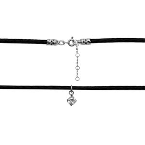 Серебряный чокер  с фианитами на кожаном шнурке