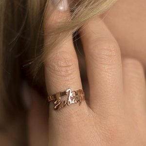 Серебряное кольцо с  позолотой с надписью