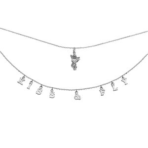 Серебряное колье с надписью и фигуркой Ангела