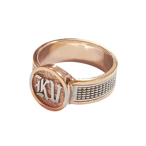 Серебряное кольцо с позолотой с монограммой