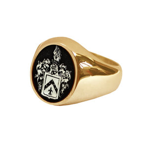 Кольцо из желтого золота с чернением, с гербом